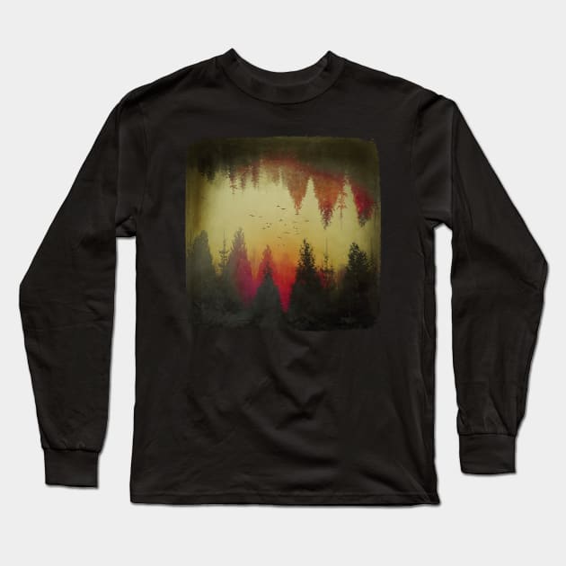 Distorted Trees and Landscape II Long Sleeve T-Shirt by DyrkWyst